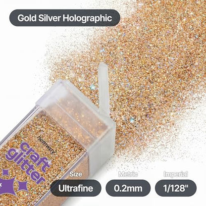 Craft Glitter Shaker Gold Silver Holographic 110g Ultrafine (4.5 Ounce)