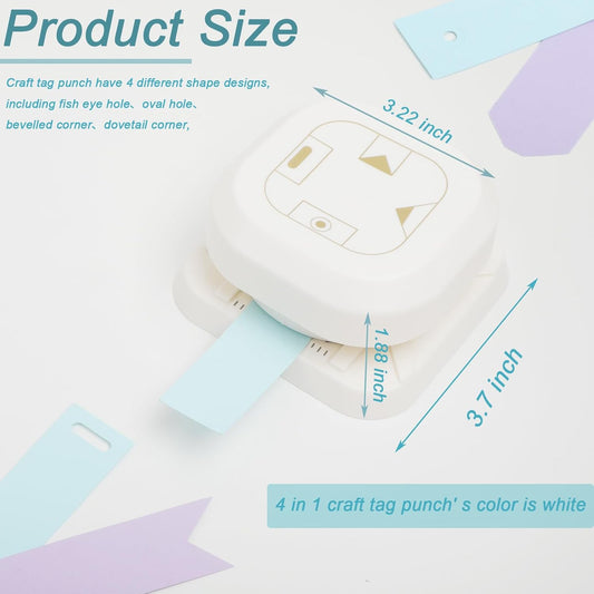 Craft Tag Punch Tag Paper Punches 4 in 1 Hole Puncher for Making Scrapbooking DIY Crafts Paper Punches (4 Shapes) - Crafty Corner