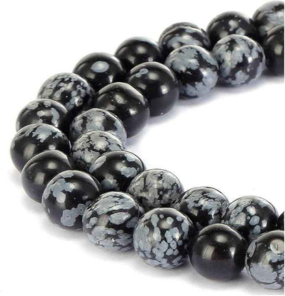 60pcs Adabele Natural Snowflake Obsidian Healing Gemstone 6mm (0.24 inch) Round Loose Beads Gem Stone Spacer for Craft Jewelry Making GF14-6