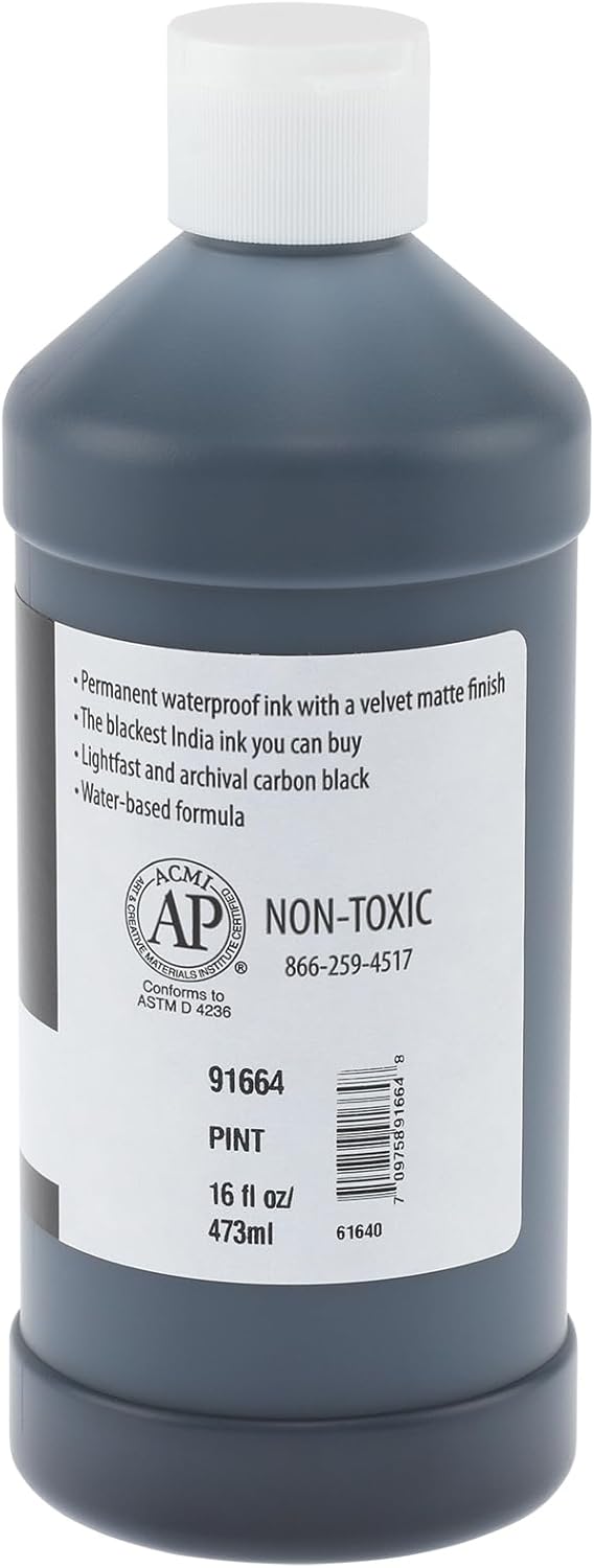 New York Central® India Ink 16oz Bottle - Make an Impact with Matte Black India Ink, Perfect for Artists, Calligraphy, Illustrations, & More! - Crafty Corner