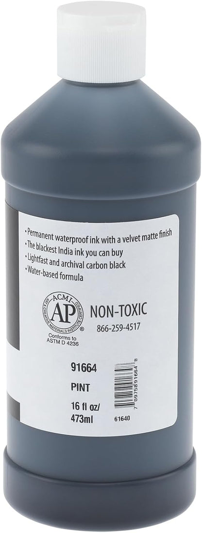 New York Central® India Ink 16oz Bottle - Make an Impact with Matte Black India Ink, Perfect for Artists, Calligraphy, Illustrations, & More! - Crafty Corner