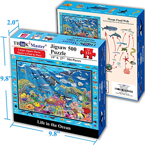 Colorful Ocean Life 500 Pieces with Large Pieces Jigsaw Puzzle for 13+