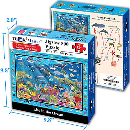 Colorful Ocean Life 500 Pieces with Large Pieces Jigsaw Puzzle for 13+