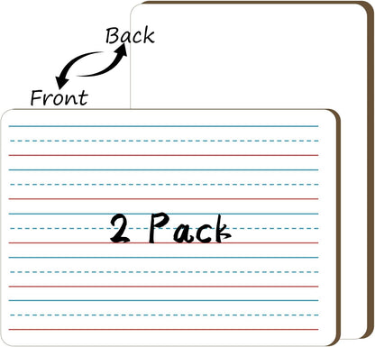 White Board Dry Erase Boards Classroom Pack Mini White Boards 9" x12” Double Sided Personal Whiteboards for Students Teachers School Supplies Lapboards (2Pack line whiteboard)