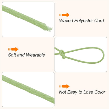 MECCANIXITY Waxed Cord 0.8mm Waxed Polyester Cord 175 Yard Wax String for Bracelet Making,Necklaces, Beading,Jewelry Making and DIY Crafts(Grass Green)