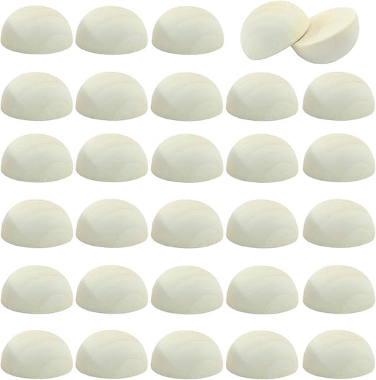 200 PCS Half Wooden Beads, 20 * 10mm Unfinished Smooth Hemisphere Beads for DIY Craft Painting, Art Projects, Home & Party Supplies