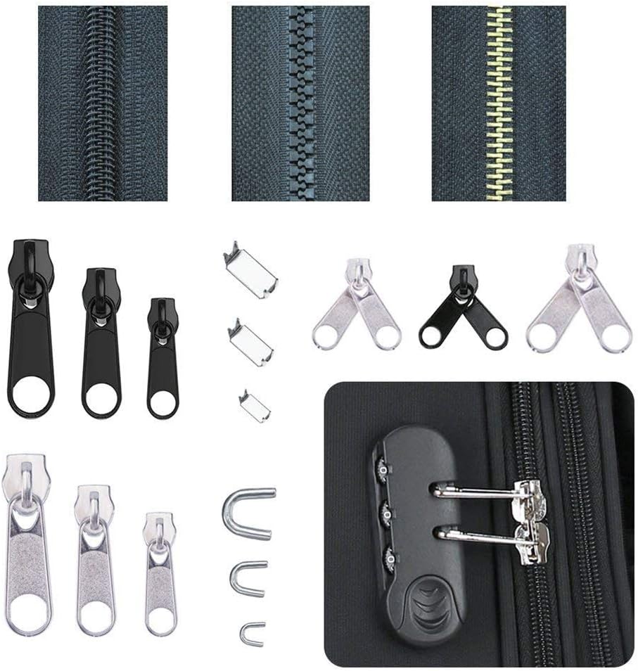 Zipper Repair Kit 197 Pcs, Zipper Replacement with Two Installation Pliers for Sleeping Bags, Jacket, Tent, Luggage, Backpacks