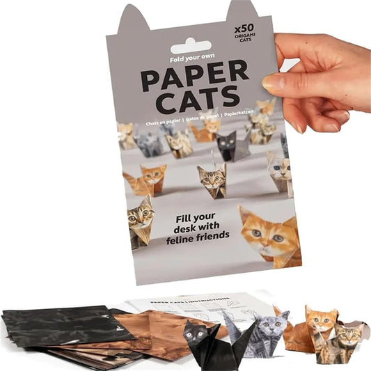 DIY Paper Cats Kit, Cute Kitten Origami Papercraft Kit, 50 Sheets DIY Origami Paper to Fold Cute Cat / Dog / Dinosaur Figures for Teens & Adults, Desk Decoration & Gift for Cat Lovers - Crafty Corner