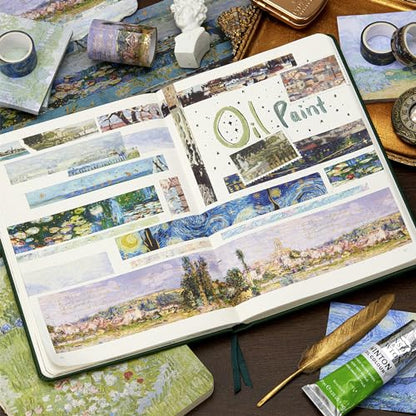 Landscape Washi Tape Set in Oil Painting Style 24 Rolls Scenery Drawing Masking Graphic Decorative Tapes for Arts (24 Count)