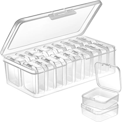 DUOFIRE 18 Pieces Plastic Bead Organizer, Craft Organizers and Storage Bead Storage Containers Small Transparent Boxes with Hinged Lid for Modular Storage of Small Parts, Diamonds, DIY Art, Jewelry