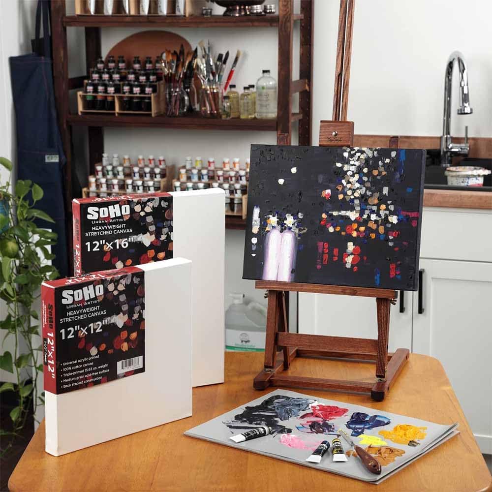 SoHo Urban Artist, 18x36 Heavyweight Stretched Cotton Canvas for Painting - 1.5" Deep- 3 Pack, Triple Primed, 100% Cotton Canvas, Archival, Universal Primed for Oil, Acrylic, Alkyd, Mixed Media