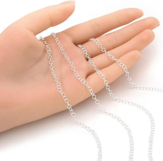Adabele 10 Feet Authentic 925 Sterling Silver Unfinished 3.5mm (0.14 Inch) Round Link Cable Chain Bulk Hypoallergenic Nickel Free for DIY Craft Jewelry Making SSK-H2