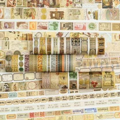 36 Rolls Vintage Washi Tape Pack Retro Arts Adhesive Tapes Wide Chronicle Decorative Masking Tape Sets for Craft (36 Count)