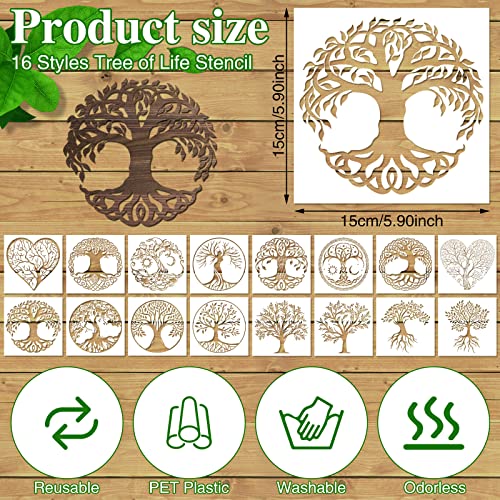 16 Pack Tree of Life Stencils (16 Count)