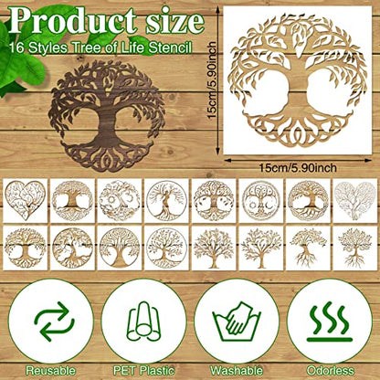 16 Pack Tree of Life Stencils (16 Count)