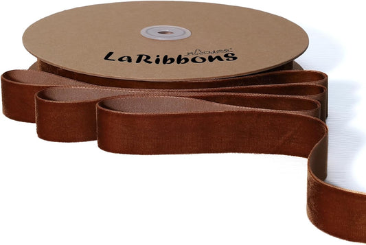 LaRibbons Thin Velvet Ribbon 1 Inch x 25 Yards, Brown Velvet Ribbon for Christmas Tree, Gift Wrapping, Wreath Bow, Outdoor Decoration - Crafty Corner