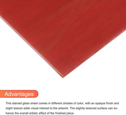 MECCANIXITY 2 Pcs Stained Glass Sheet Mosaic Tile 7.9 Inch x 5.9 Inch Deep Red Stained Glass Sheets for Crafts DIY Art Project