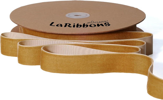 LaRibbons Thin Velvet Ribbon 1 Inch x 25 Yards, Khaki Velvet Ribbon for Christmas Tree, Gift Wrapping, Wreath Bow, Outdoor Decoration - Crafty Corner