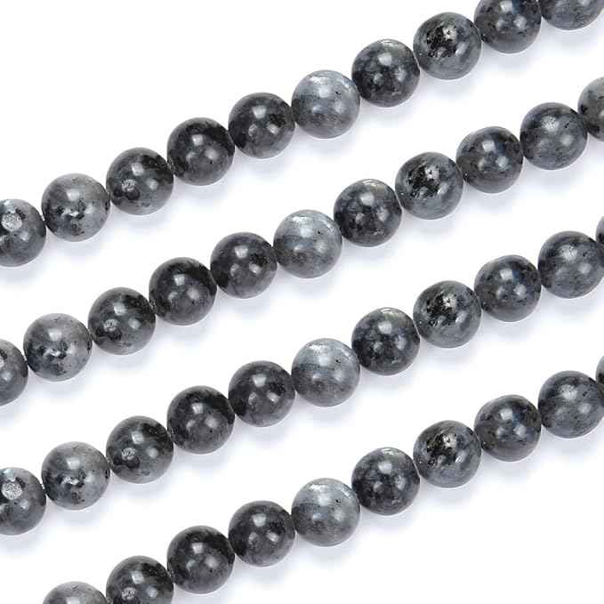 90pcs Adabele Natural Larvikite Black Labradorite Healing Gemstone 8mm (0.31 inch) Round Loose Beads Gem Stone Spacer for Craft Jewelry Making GF20-8