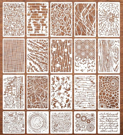 Cubist Stencils for Painting Texture Stencils for Crafts Reusable (20 Count)
