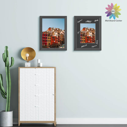 MBC Mat Board Center, 10 Pack 12x16 for 8.5x11 Black Picture Mats Frame Mattes, Bevel Cut, Acid Free, 4-ply Thickness