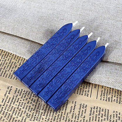 5Pcs Navy Blue Sealing Wax Sticks with Wicks for Wax Seal Stamp (5 Count)