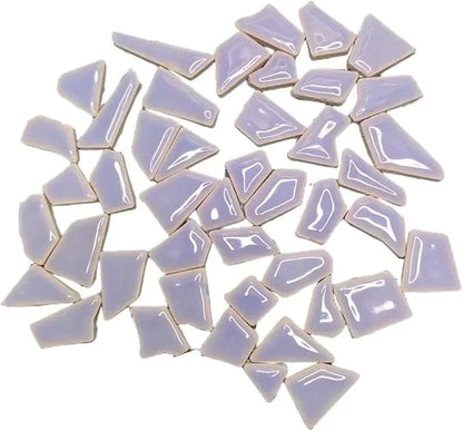 Mosaic Tiles 200g/7.05oz(Approx. 155-170pcs) Porcelain Mosaic Tiles 1-2.5cm 0.4mm Thickness Ceramic Mosaic Stones DIY Mosaic Craft Material(Light Blue)