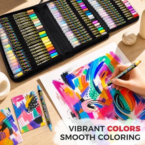 72 Colors Dual Tip Acrylic Paint Markers (72 Count)