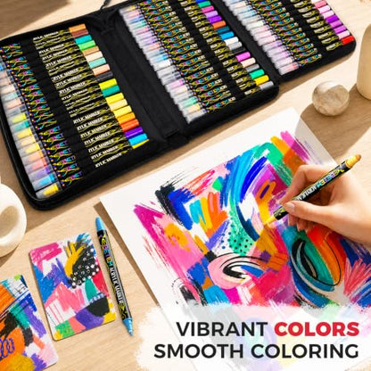 72 Colors Dual Tip Acrylic Paint Markers (72 Count)