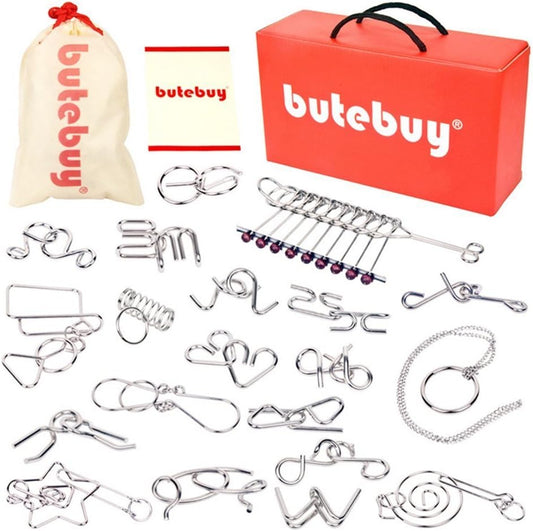 AHYUAN 20 Pack Metal Puzzles Brain Teaser IQ Wire Metal Puzzles with Gift Box Fidget Toys Educational Puzzle Games Toys Magic Trick Toy Party Favors for Kids Adults Challenge