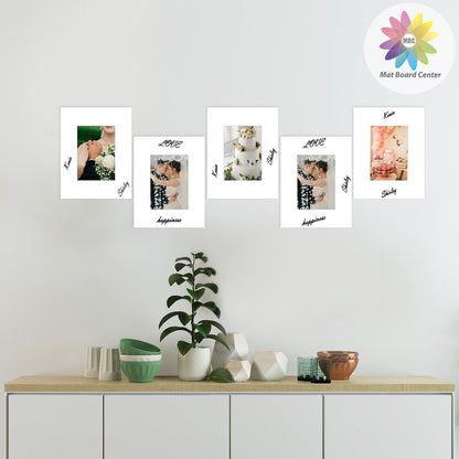 MBC Mat Board Center, 5 Pack 8.5X11 for 5X7 White Picture Mats Frame Mattes, Bevel Cut, Acid Free, 4-Ply Thickness