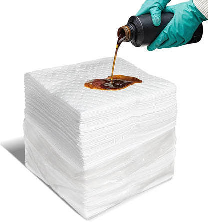 Smaafit Oil Absorbent Pads Heavyweight Dimpled Pad Garage Accessories, Oil-Only Absorbent Mat Pad for Absorbing Protecting Home Garage Basement, 30 Gal Total (100 Pcs, White, 17.5 x13.5 Inch)