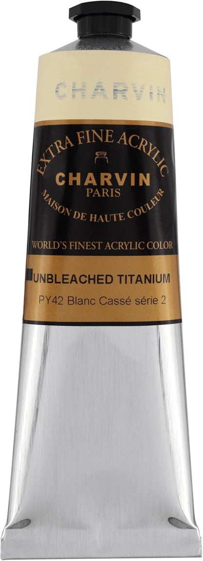 Charvin Extra Fine Professional Artist Acrylic Paint Colors, Nature Themed Hues, 150ml Unbleached Titanium