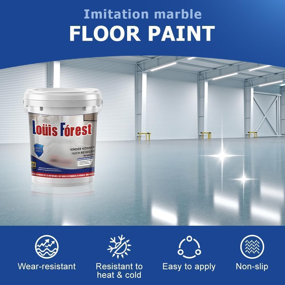Louis Forest Epoxy Floor Paint, High-Gloss Marble Effect Coating, Epoxy Colored Sand Floor Paint, Wear-Resistant and Non-Slip for Indoor Outdoor (0.5KG-Sea gray)