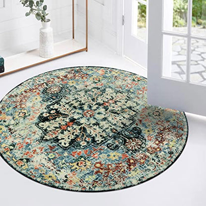 Reine Bohemian Floral Medallion Round Rug