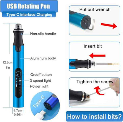 Resin Polishing Tools Kit,Electric Resin Drill Kit,Rotary Pen with Bits & Deburring Tool for Keychain Making,Jewelry Art,Resin Duberring, Drilling,Polishing,Buffing,DIY