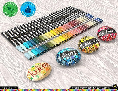 28 Southwestern Colors Acrylic Paint Pens Studio Color Series Markers Set 0.7mm Extra Fine Tip (28 Count)
