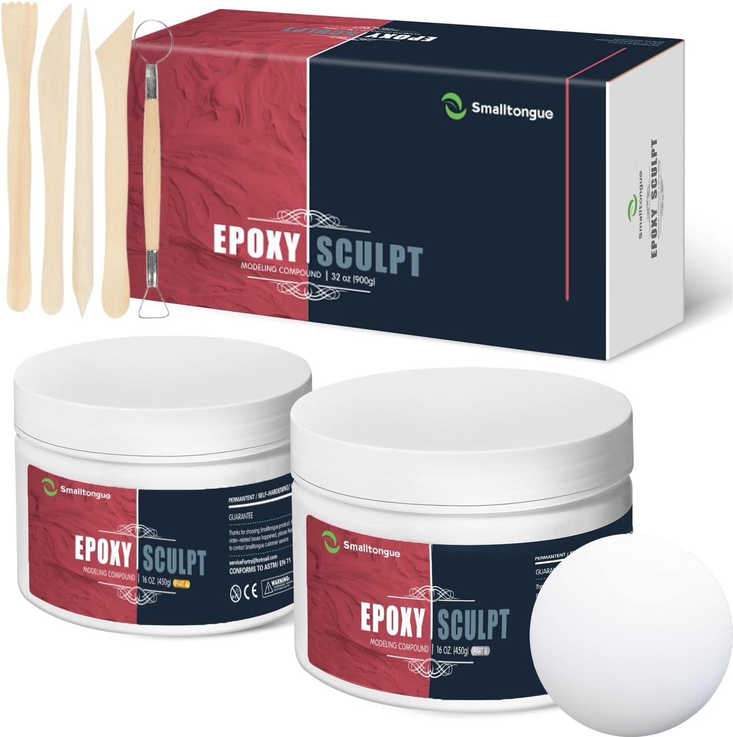Smalltongue AB Epoxy Sculpt Clay, White 2 Part Modeling Compound (A & B) 4 Pound, Epoxy Sculpture Modeling Paste Clay, for Modeling, Repair, Fill Up Retrofit and Sculpture, White