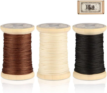 Natural Waxed Thread, 0.55mm/0.8mm, Wax Thread for Handcrafted Wrapping, Sewing, Bookbinding, Leather Threads, Beginners Craft DIY, Hemp Cord (Black/Brown/White, 0.8mm/16 Yards)