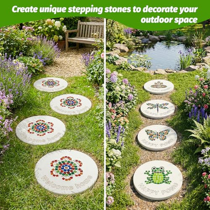 5PCS Stepping Stone Kit Includes Round Cement Molds (5 Count)