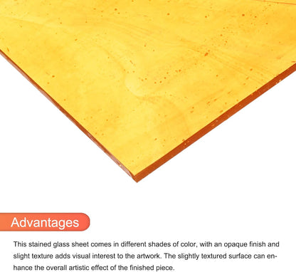 MECCANIXITY 2 Pcs Stained Glass Sheet Mosaic Tile 7.9 Inch x 5.9 Inch Orange Stained Glass Sheets for Crafts DIY Art Project