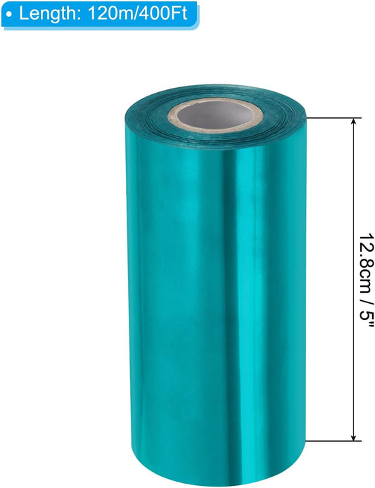 PATIKIL 5"x400Ft Hot Stamping Foil Paper, Heat Transfer Hot Stamping Paper Foil Roll for Leather DIY Logo Decor Craft Gift Package Scrapbook Card, Lake Blue