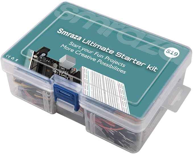 Smraza Ultimate Starter Kit with Tutorial, Breadboard Holder, Jumper Wires, Resistors, DC Motor Compatible with Arduino R3 Project Compatible with Mega 2560 Compatible with Nano