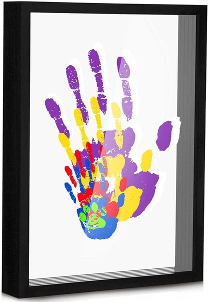 Suzile DIY Handprint Kit for New Parents - Mother's Day Father's Day Gifts,Baby Handprint Frame with 5 Acrylic Boards & 6 Colors Paint,Family Keepsake Craft for First-time Moms Dads(Black)