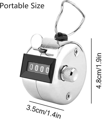 Metal Tally Counter Clicker Counter Handheld Pitch Counter, Manual Mechanical 4-Digit Number Click Counter, One Hand Counter Clicker Digital Counting for Coaching Knitting People Lap Fishing Golf&Row