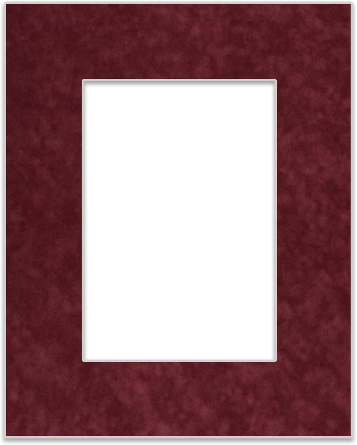 Pack of 25 Acid Free 11x14 Mats Bevel Cut for 8.5x11 Photos - Dark Red Suede Precut Matboards For Pictures, Photos, Framing - 4-ply Thickness