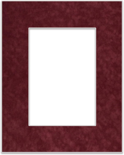 Pack of Ten Acid Free 11x14 Mats Bevel Cut for 8.5x11 Photos - Dark Red Suede Precut Matboards With Backing Boards and Self Seal Photo Mat Bags For Pictures, Photos, Framing - 4-ply Thickness