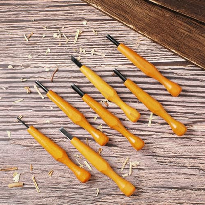 7 Pcs Wood Carving Tools Set Linoleum Hand Wood Knife Chisels Flat V