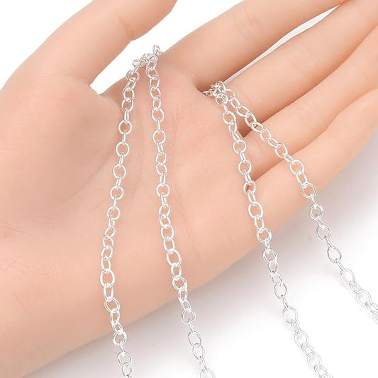 Adabele 5 Feet Authentic 925 Sterling Silver Unfinished 4.2mm (0.16 Inch) Cable Link Chain Bulk Hypoallergenic Nickel Free for DIY Craft Jewelry Making SSK-G3