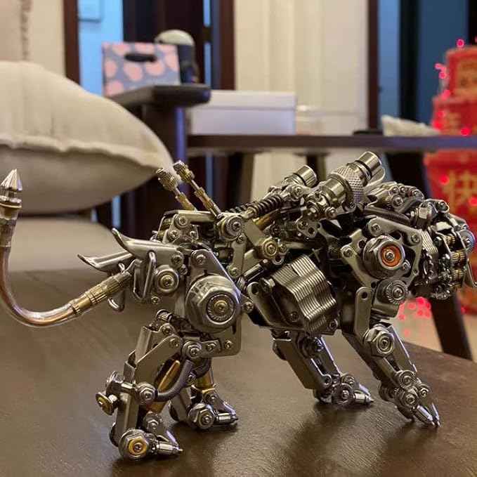 Metalkitor Bengal Tiger 3D Metal Puzzle for Adults, 700PCS, Mechanical Model Assembly Kits - DIY Desk Ornament Steampunk Brain Teaser(Without Wings)